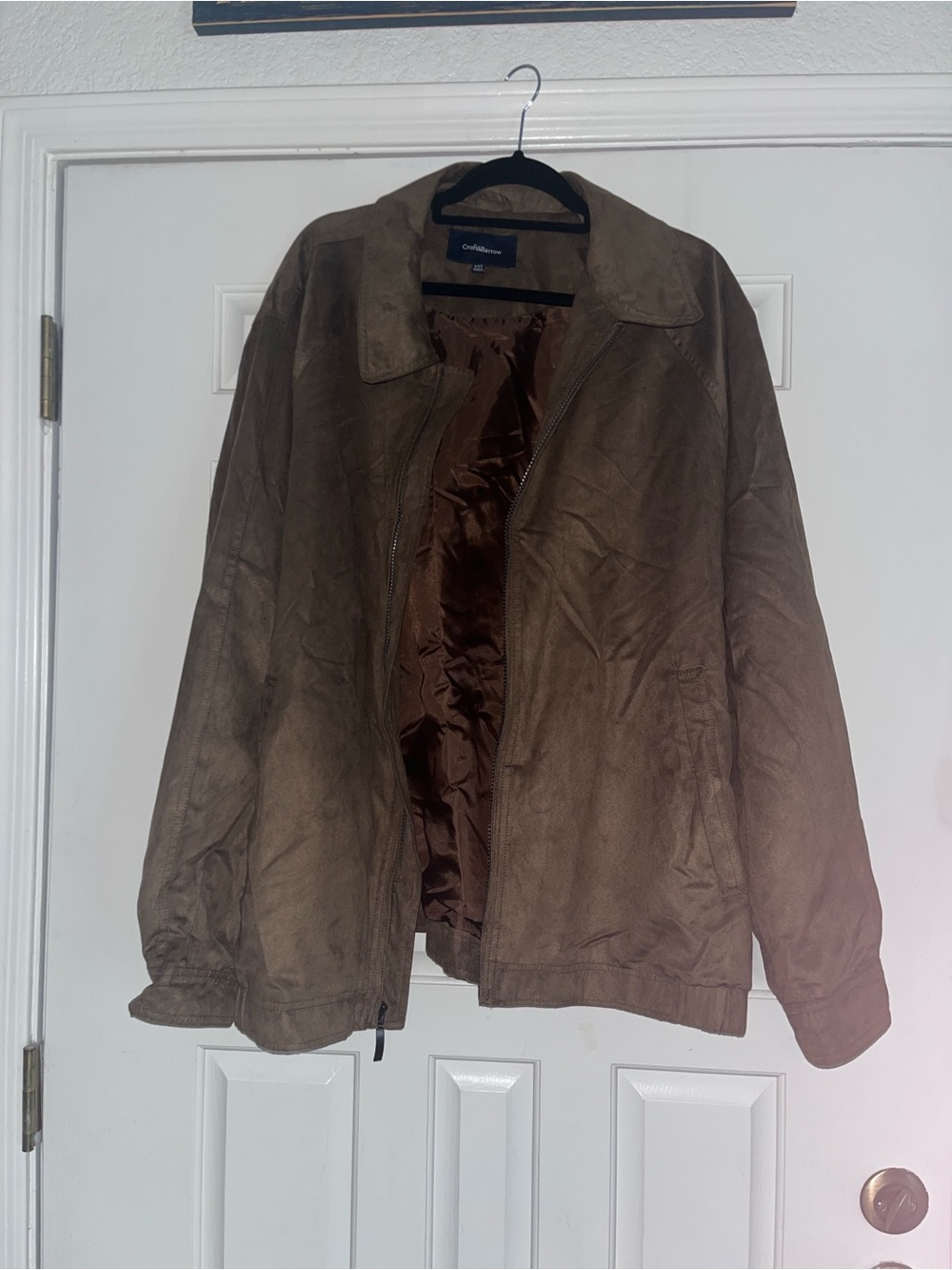Croft & Barrow Men's Brown Suede-Look Bomber Jacket